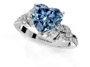 Solitaire Engagement Ring Setting for Fancy Blue Heart-Shaped Center with Marquise Accent Twist Band and Prong Head in White Gold
