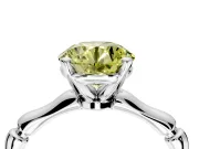 Solitaire Engagement Ring Setting for Fancy Yellow Round Cut Center with Bamboo Band and Prong Head in Platinum
