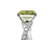 Crossover Engagement Ring Setting for Fancy Yellow Emerald Cut Center with Pave and Plain Strands and Prong Head in Sterling Silver