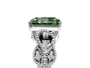 Leaf Engagement Ring Setting for Fancy Green Radiant Cut Center with Milgrain Accent Band and Prong Head in Sterling Silver