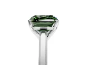 Solitaire Engagement Ring Setting for Fancy Green Asscher Cut Center with Flat-Sided Plain Band and Prong Head in Sterling Silver