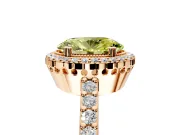 Halo Engagement Ring Setting for Fancy Yellow Oval Center with Inner Milgrain Border and Prong Head in Rose Gold
