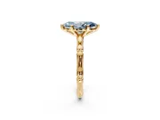 Solitaire Engagement Ring Setting for Fancy Blue Marquise Center with Bamboo Band and Prong Head in Yellow Gold