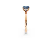 Hidden Halo Engagement Ring Setting for Fancy Blue Cushion Cut Center with Thin Round-Wire Band and Prong Head in Rose Gold