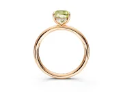 Hidden Halo Engagement Ring Setting for Fancy Yellow Cushion Cut Center with Thin Rounded Band and Prong Head in Rose Gold