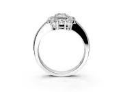 Halo Engagement Ring Setting for Emerald Cut Center with Milgrain Channel Band and Prong Head in Platinum