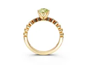 Solitaire Engagement Ring Setting for Fancy Yellow Pear-Shaped Center with Bezel-Dot Beaded Band and Prong Head in Yellow Gold
