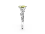 Leaf Motif Engagement Ring Setting for Fancy Yellow Pear-Shaped Center with Pave Band and Prong Head in Platinum