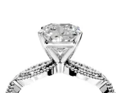Solitaire Engagement Ring Setting for Cushion Cut Center with Marquise Panel Band and Prong Head in Platinum