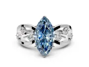 Solitaire Engagement Ring Setting for Fancy Blue Marquise Center with Criss-Cross Accent Band and Prong Head in Platinum