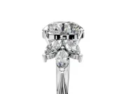 Floral Cluster Engagement Ring Setting for Round Cut Center with Marquise Accents and Prong Head in Sterling Silver