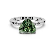 Solitaire Engagement Ring Setting for Fancy Green Heart-Shaped Center with Beaded Shoulders and Prong Head in Platinum