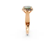 Halo Engagement Ring Setting for Fancy Green Princess Cut Center with Square Band and Prong Head in Rose Gold