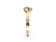 Solitaire Engagement Ring Setting for Fancy Yellow Heart-Shaped Center with Carved Leaf Shoulders and Prong Head in Yellow Gold
