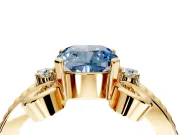 Solitaire Engagement Ring Setting for Fancy Blue Cushion Cut Center with Twisted Band and Scroll Prong Head in Yellow Gold