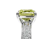 Solitaire Engagement Ring Setting for Fancy Yellow Asscher Cut Center with Multi-Row Pave Accents and Basket Head in Sterling Silver