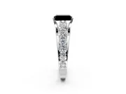 Solitaire Engagement Ring Setting for Fancy Black Radiant Cut Center with Graduated Shared Prongs and Prong Head in Platinum