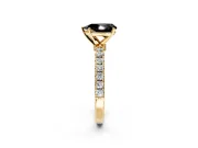 Open Basket Engagement Ring Setting for Fancy Black Pear-Shaped Center with Pave Band and Prong Head in Yellow Gold