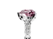 Solitaire Engagement Ring Setting for Fancy Pink Heart-Shaped Center with Bezel-Dot Beaded Band and Prong Head in Sterling Silver