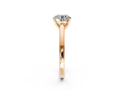 Solitaire Engagement Ring Setting for Round Cut Center with Flat-Sided Plain Band and Prong Head in Rose Gold