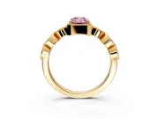 Vintage Station Engagement Ring Setting for Fancy Pink Emerald Cut Center with Accents and Prong Head in Yellow Gold