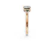 Hidden Halo Engagement Ring Setting for Fancy Green Princess Cut Center with Plain Rounded Band and Prong Head in Rose Gold