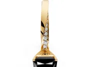Side Accent Engagement Ring Setting for Fancy Black Radiant Cut Center with Accent Shoulders and Prong Head in Yellow Gold