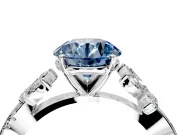 Floral Engagement Ring Setting for Fancy Blue Round Cut Center with Trailing Marquise Accents and Prong Head in Sterling Silver