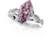 Solitaire Engagement Ring Setting for Fancy Pink Marquise Center with Marquise and Bezel Accents and Prong Head in Platinum