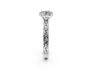 Solitaire Engagement Ring Setting for Round Cut Center with Scrollwork Band and Prong Head in Platinum