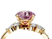 Solitaire Engagement Ring Setting for Fancy Pink Round Cut Center with Marquise Accent Twist Band and Prong Head in Yellow Gold