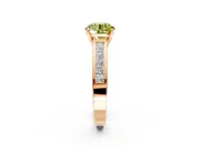 Solitaire Engagement Ring Setting for Fancy Yellow Round Cut Center with Princess Cut Channel Band and Prong Head in Rose Gold