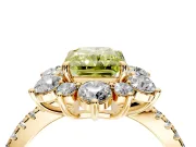 Floral Halo Engagement Ring Setting for Fancy Yellow Radiant Cut Center with Pave Accents and Prong Head in Yellow Gold