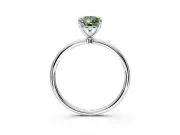 Solitaire Engagement Ring Setting for Fancy Green Pear-Shaped Center with Straight Thin Band and Prong Head in Platinum