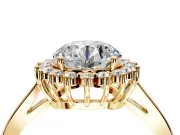 Starburst Halo Engagement Ring Setting for Round Cut Center with Flat Cathedral Band and Prong Head in Yellow Gold