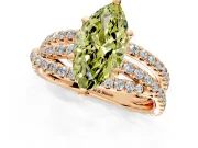 Solitaire Engagement Ring Setting for Fancy Yellow Marquise Center with Woven 3-Strand Pave Band and Prong Head in Rose Gold