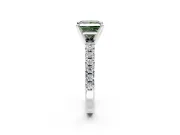 Solitaire Engagement Ring Setting for Fancy Green Princess Cut Center with Large Accents and Prong Head in Sterling Silver