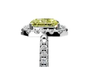 Pave Halo Engagement Ring Setting for Fancy Yellow Radiant Cut Center with Single Row Pave Band and Prong Head in White Gold