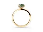 Hidden Halo Engagement Ring Setting for Fancy Green Oval Center with Plain Band and Tall Prong Head in Yellow Gold