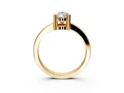 Solitaire Engagement Ring Setting for Pear-Shaped Center with Plain Band and Flat Tab Prong Head in Yellow Gold