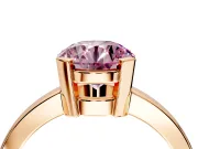 Solitaire Engagement Ring Setting for Fancy Pink Round Cut Center with Plain Band and Flat Tab Prong Head in Rose Gold