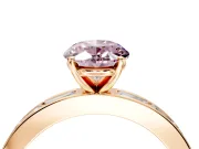 Solitaire Engagement Ring Setting for Fancy Pink Oval Center with Channel Baguette Band and Prong Head in Rose Gold