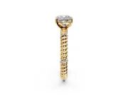 Rope Engagement Ring Setting for Cushion Cut Center with Accent Shoulders and Prong Head in Yellow Gold