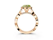 Halo Engagement Ring Setting for Fancy Yellow Heart-Shaped Center with Twist Band and Prong Head in Rose Gold