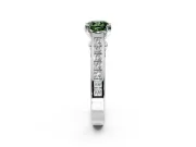 Solitaire Engagement Ring Setting for Fancy Green Cushion Cut Center with Channel Band and Double Claw Prong Head in Sterling Silver