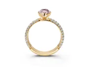 Solitaire Engagement Ring Setting for Fancy Pink Marquise Center with Domed Multi-Row Pave Band and Prong Head in Yellow Gold