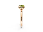 Hidden Halo Engagement Ring Setting for Fancy Yellow Round Cut Center with Thin Round-Wire Band and Prong Head in Rose Gold