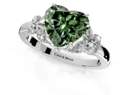 Solitaire Engagement Ring Setting for Fancy Green Heart-Shaped Center with Marquise Flower Shoulders and Prong Head in White Gold