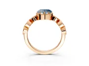 Vintage Station Engagement Ring Setting for Fancy Blue Heart-Shaped Center with Accents and Prong Head in Rose Gold