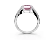 Tension Engagement Ring Setting for Fancy Pink Asscher Cut Center with Wide Tapered Band and Tension Head in White Gold